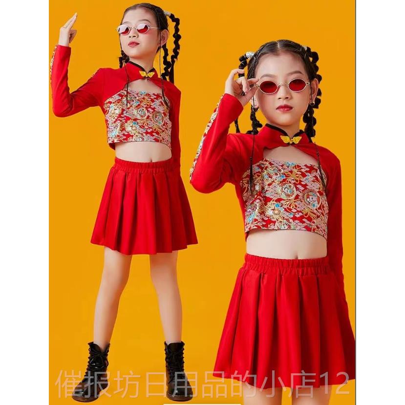 正品儿童节日表演服装，潮流，女孩t族台，时尚格中国风舞民蹈爵
