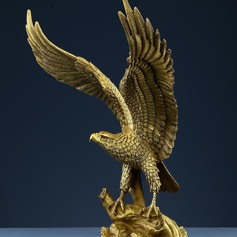 黄铜摆件 大鹏展翅鹰摆件铜工艺品 客厅桌面玄关装饰品