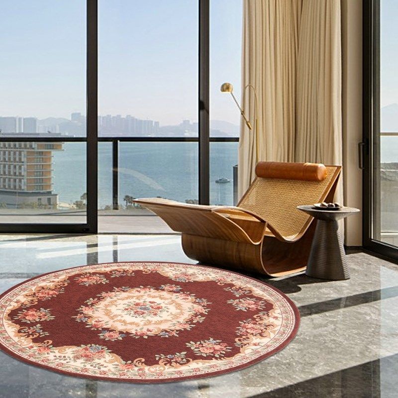 可机洗欧美家用客厅吊篮垫卧室床边毯酒红色地垫书房圆形电脑椅垫,居家布艺,地毯,淘宝优惠券,粉丝福利购,淘宝优惠卷