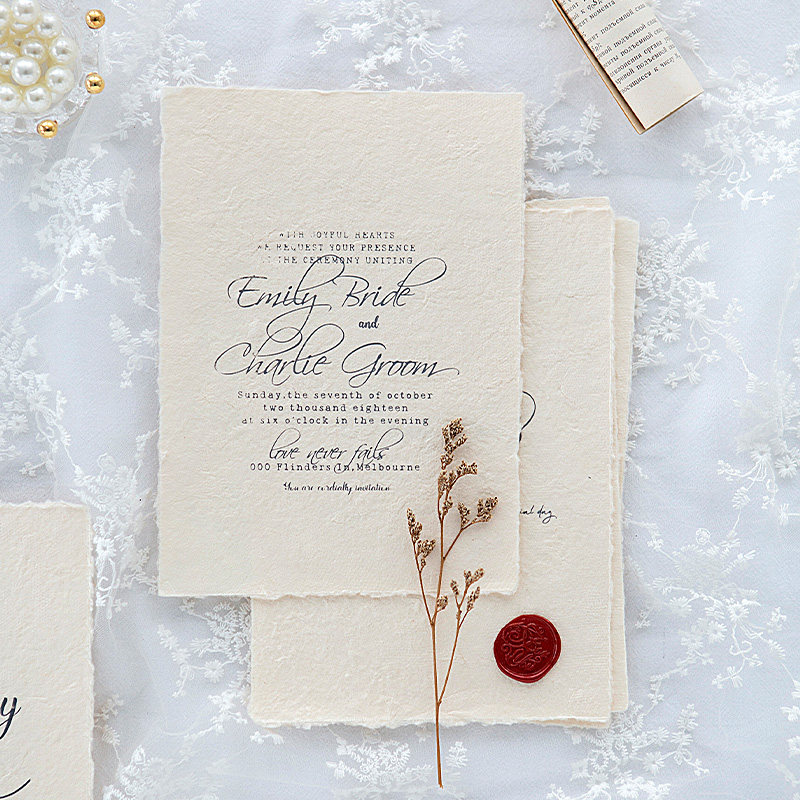 欧式宫廷复古风英文手工凹凸纹理毛边手撕纸婚礼拍摄道具装饰请柬,节庆用品/礼品,请柬,淘宝优惠券,粉丝福利购,淘宝优惠卷