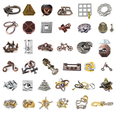 全套puzzle10级魔合金锁解谜密益智玩具鲁班锁十级八卦锁孔明锁针