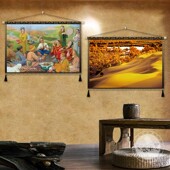 新疆民宿装 饰画胡杨林风景挂布酒店饭厅背景墙艺术挂毯客厅挂布画