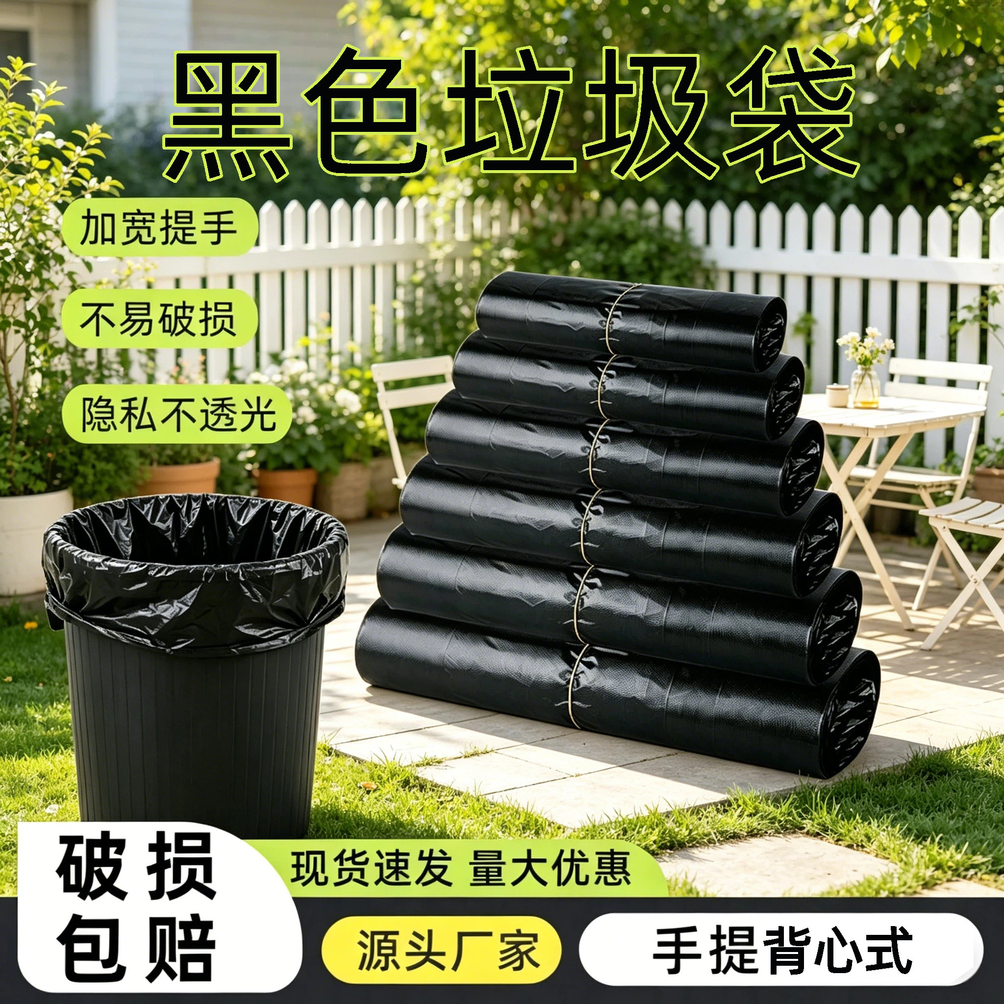 【手拎款】黑色垃圾袋手提背心袋家用厨房卫生间专用塑料袋现货