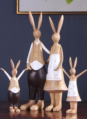 客厅创意现代简约彩绘兔装饰品酒柜摆件乔迁新居礼品电视柜工艺品