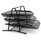 办公用品金属铁网3层文件盘文件座抽式 资料架A4多层桌面整理架三