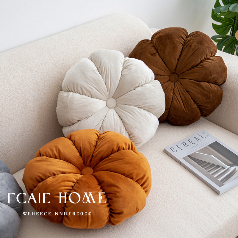 奶油风沙发抱枕蒲团枕套卧室床上睡觉靠枕花苞圆枕飘窗腰枕靠背垫