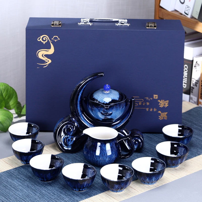 逍遥泡陶瓷半全自动茶具套装家用懒人防烫复古窑变办公室冲泡茶器