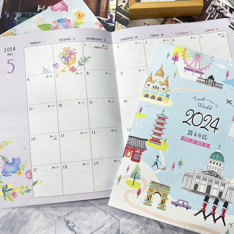 台湾四季2023年月历笔记本子A4大号行事历日程2024计划本计划表13