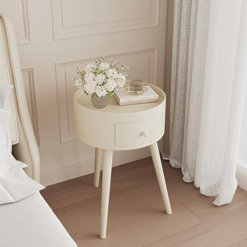 床头柜小型奶油风实木简约现代家用卧室2024新款创意简易法式迷你