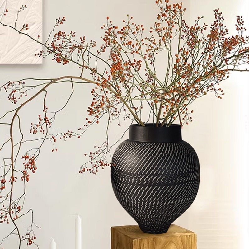 爆款覆古侘寂家居客厅茶室样板房酒店民宿桌面可水培干花陶瓷插花