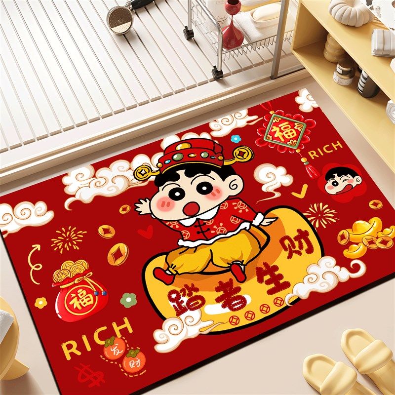 硅藻泥地垫2025年新款红色喜庆速干吸水卡通垫洗手间门口防滑地毯,居家布艺,家用脚垫,淘宝优惠券,粉丝福利购,淘宝优惠卷