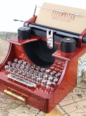 工厂复古打字机发条八音盒 创意音乐盒礼品  家居办公摆件