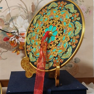 铜镜汉服复原拍照古风道具摆件塑料材质约20cm