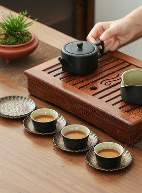 纯手工锤纹铜茶垫花瓣杯垫茶杯托茶托杯托隔热垫杯托茶具茶道配件