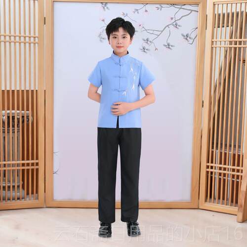高档儿童旗袍学生朗服五四青服年服中山幼儿园合动唱诵运会演出服