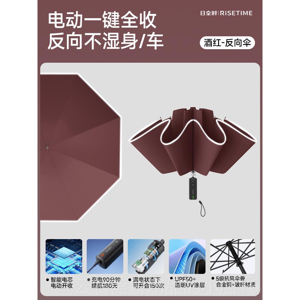 高档日时智能电伞一键全防自动收雨全伞商务男士高端女折叠收缩晒图片