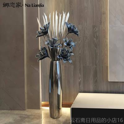 高档式轻大奢陶瓷落地花瓶摆件客厅高端插欧花仿花电视柜装饰真艺