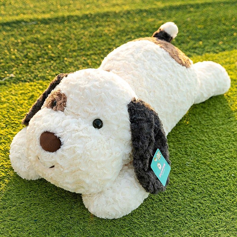 长耳朵狗狗抱枕长条枕头睡觉斑点小狗公仔毛绒玩具布娃娃玩偶超软