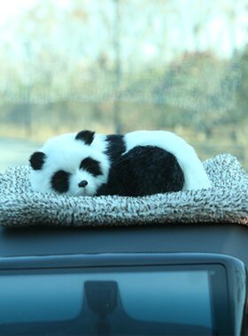 汽车可爱仿真狗猫兔狐狸熊猫车载活性炭创意个性毛绒摆台宠物摆件