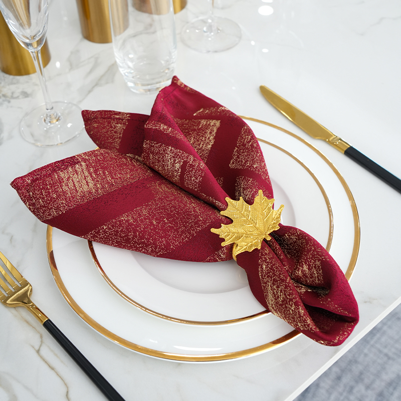 红色餐巾布中式西餐厅围脖子高档折花擦杯口布装饰布垫布餐巾环扣