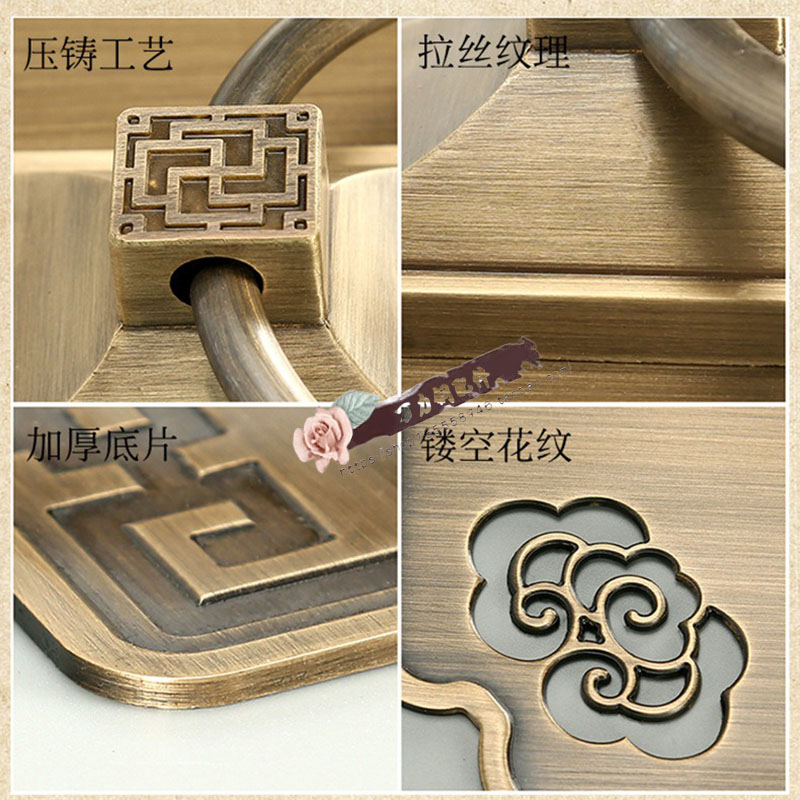 中式仿古大门把手民宿别墅门拉手环玻璃门对开门实木门复古铜拉手