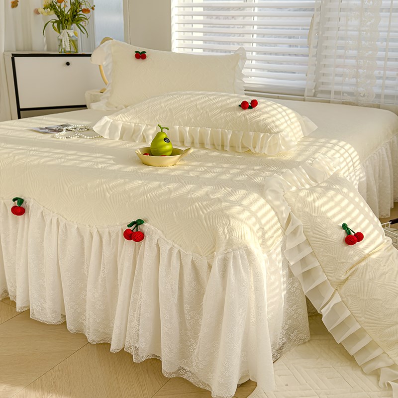 公主风冰豆豆凉席三件套可机洗2025新款夏天冰丝席床单软席子夏季