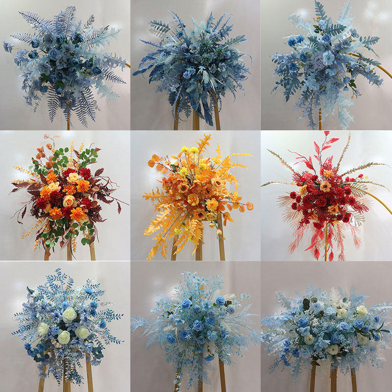 中式婚庆路引牡丹花点背景挂花拱门花艺布置婚礼装饰迎宾花柱摆件