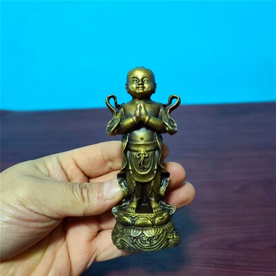 黄铜观世音菩萨观音观自在铜像车载空心小号童男童女善财童子龙女