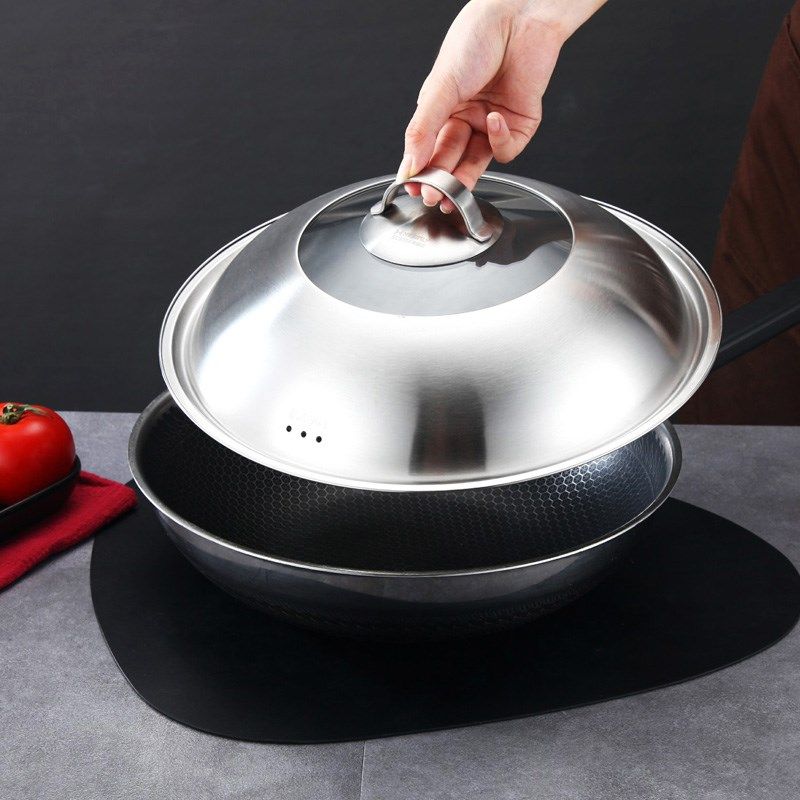304不锈钢锅盖家用通用炒锅铁蒸锅32cm盖子30高盖大34寸加高36cm - 实物图