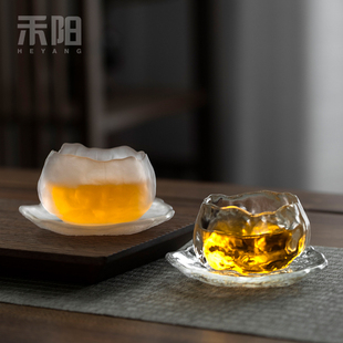 禾阳 冰冻烧琉璃杯主人杯单杯茶盏个人杯功夫茶具玻璃品茗杯茶杯