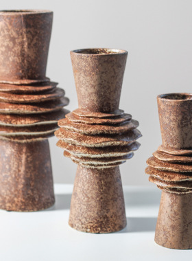 做旧仿古陶瓷花瓶异形花器客厅摆件侘寂风民宿酒店陶土复古装饰品