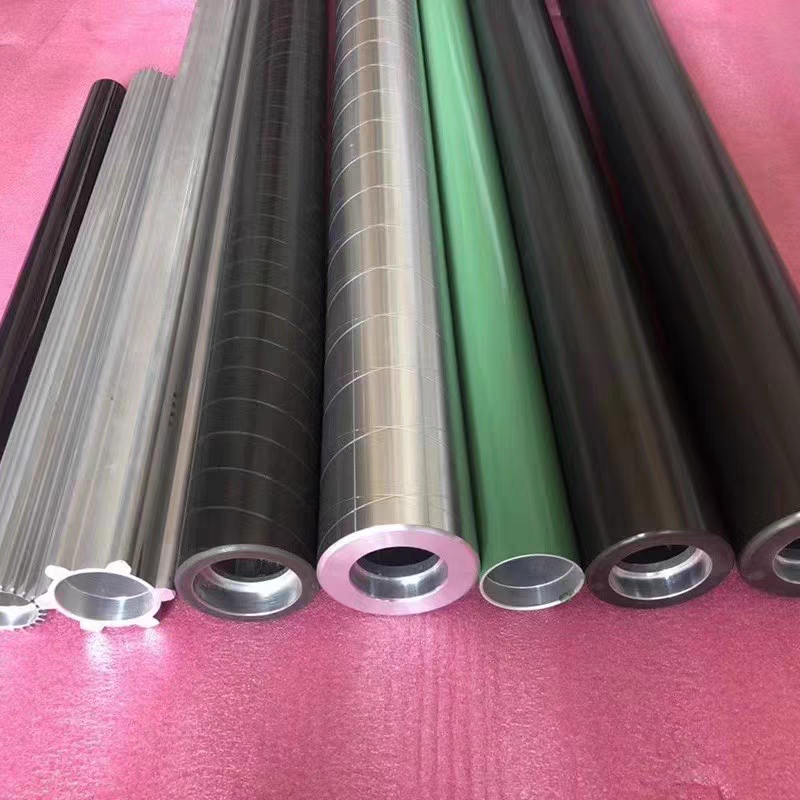 加工定制茶色氧化铝合金辊筒硬质氧化网纹辊压花辊展平辊 铝导辊