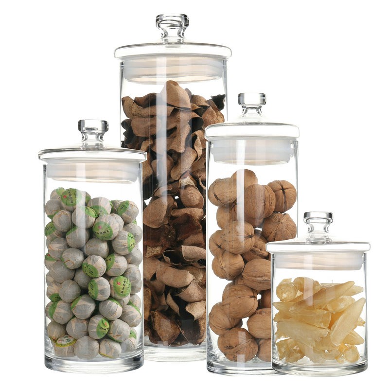大口径玻璃密封罐高清无铅陈皮罐子细高茶叶瓶带盖大号展示瓶