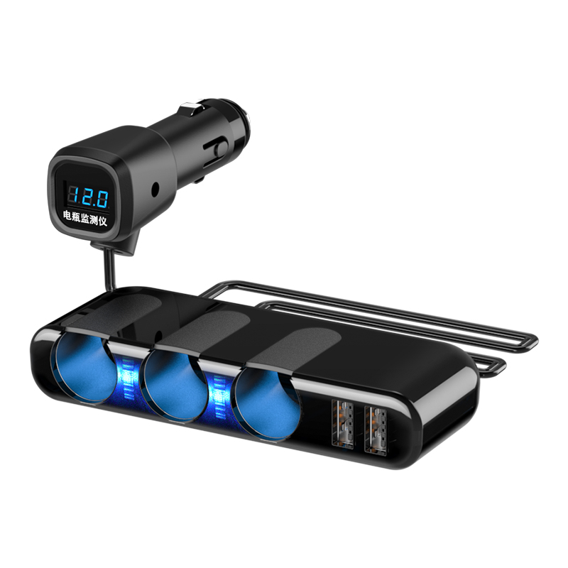 一拖三车载充电器快充一拖二汽车用点烟器扩展口转换插头USB车充