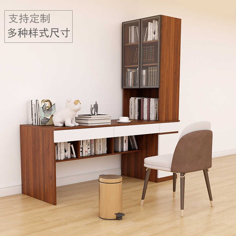 定制书桌书架组合家用电脑台式桌简约现代卧室学生写字办公学习桌