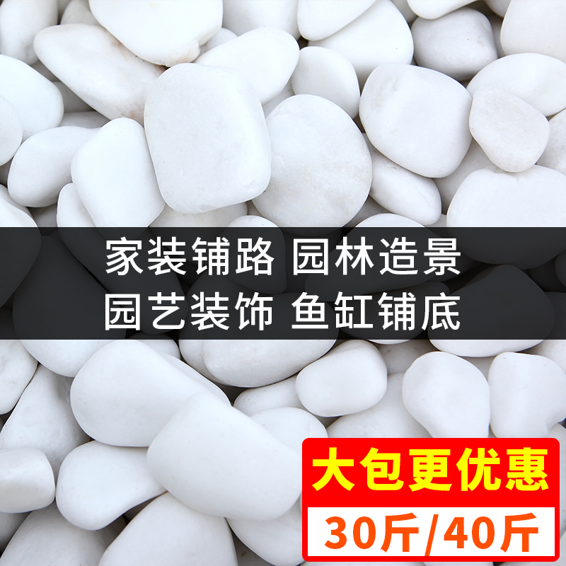 花盆白石子造景鹅卵石庭院小白石头铺路鱼缸景观铺面天然装饰花园
