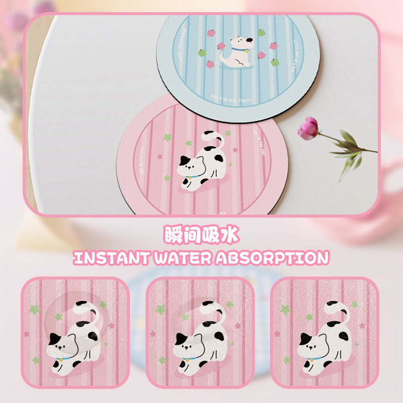 xipiplb韩系杯垫可爱卡通家用碗盘餐桌垫子皮革吸水吸油隔热垫子