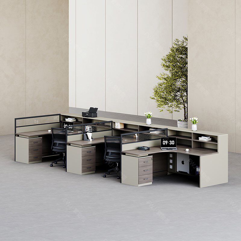 职员办公桌员工位桌椅组合十字型双4四6人位卡座财务屏风简约现代