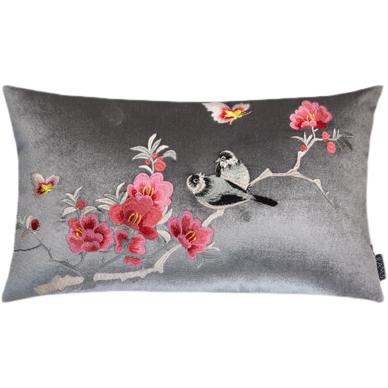 客厅中式沙发抱枕办公室民宿酒店床头靠垫样板房软装丝绒刺绣腰枕