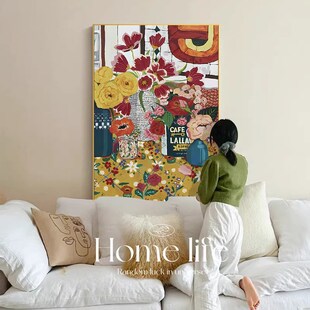 美拉德玄关过道挂画油画客厅沙发背景墙装 饰画高级感桌面摆画壁画