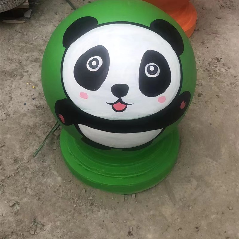 石球路障彩绘涂鸦卡通挡车球五莲红石材幼儿园摆石墩子车挡石球
