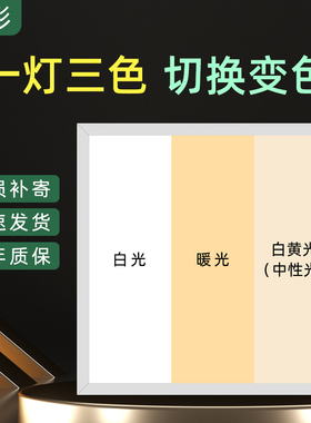 三色变光办公室平板灯300x600x1200集成吊顶LED灯铝扣板嵌入式灯