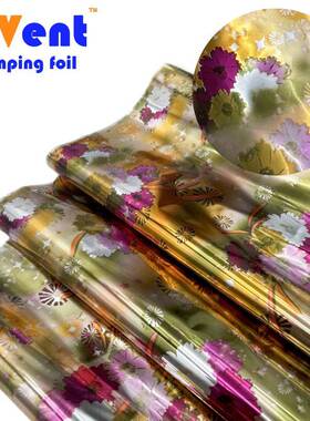 12u75CM金黄小雪花布料烫金纸花膜服装纺织水洗丝印烫金浆膜印箔