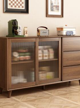 Tal实木餐边柜茶水柜酒柜储物柜客厅一体靠墙胡桃色新中式餐厅收