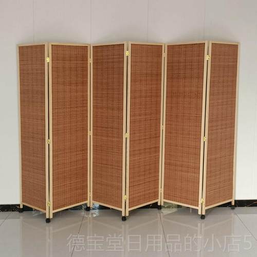 正品推拉移动屏风式隔断客厅折叠关移动新中滑轮实木竹玄进门遮挡