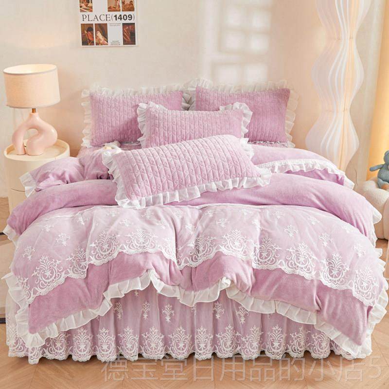 正品公主风夹棉床裙四件套加厚水绒保暖双绒珊瑚绒1面.8晶x21米.5,床上用品,床品套件/四件套/多件套,淘宝优惠券,粉丝福利购,淘宝优惠卷