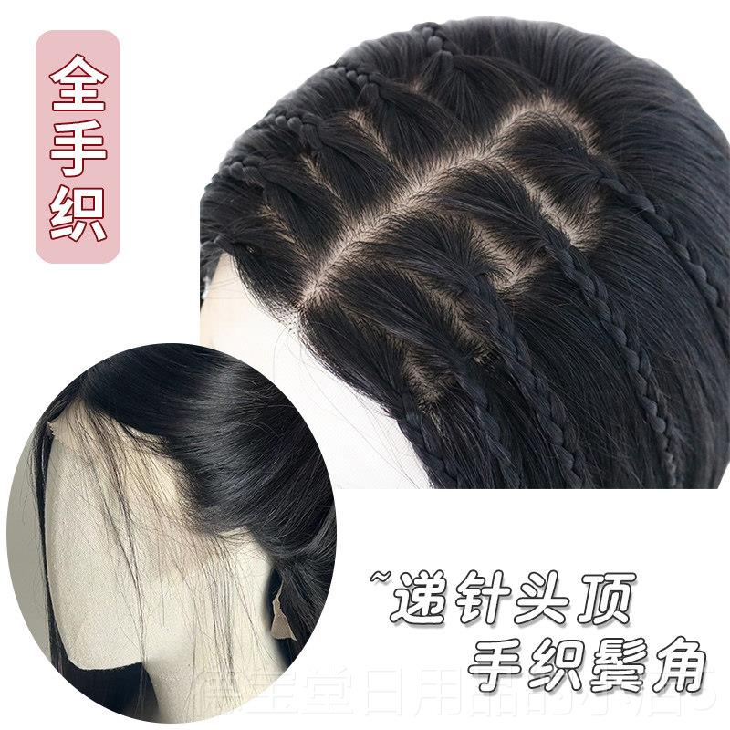 正品假发直隐发女蕾丝全手织形短发超全头套可薄扎丸子头真人发可图片