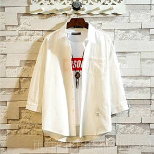 正品来图定制休宽松外套公司L班OGO服工作服男女闲衫七分袖衬短袖