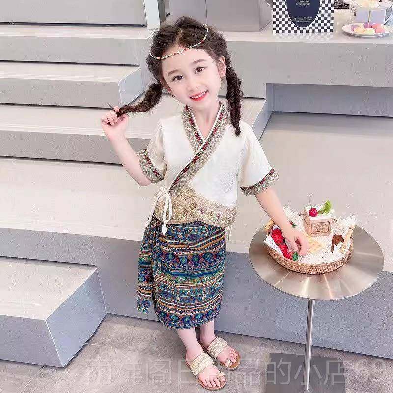 正品女童傣族舞演出服族风儿蹈服小女孩民夏款夏装小学生六一童表