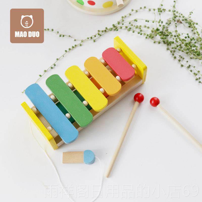 正品婴儿鼓儿童尔夫乐器击乐琴五色彩虹打手琴刮奥痧蛙双面鼓音乐